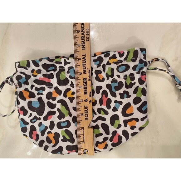 Jane Marie Makeup Organizer Canvas Bag w/ Pull tie in Rainbow Leopard Print - Picture 8 of 10
